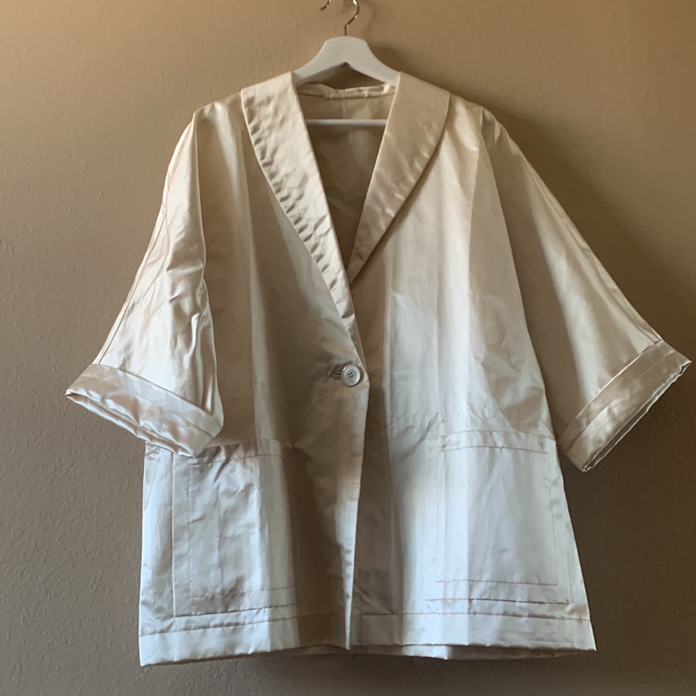 Luminance cream silk jacket